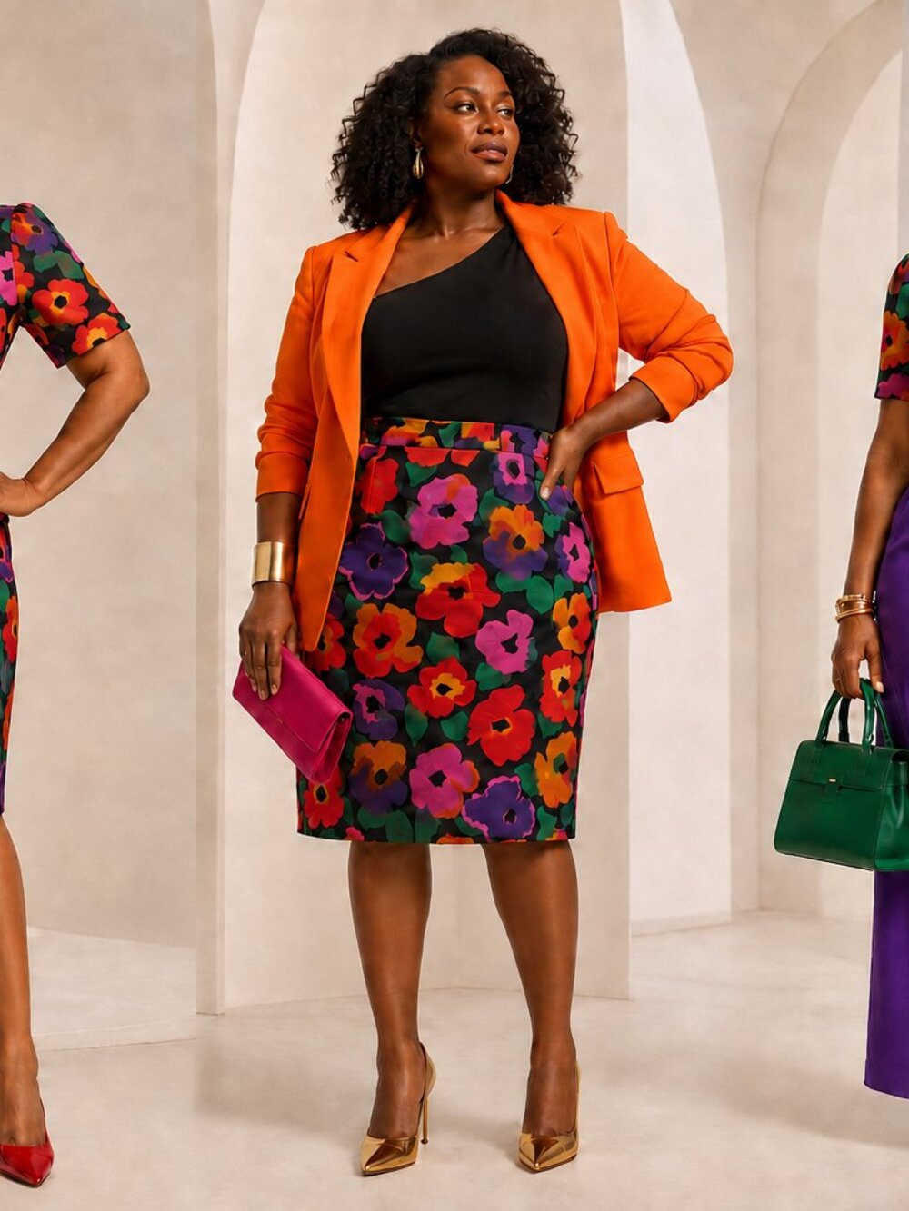 David Warren New York Vintage Two Piece Multicolored Floral Set Size 14